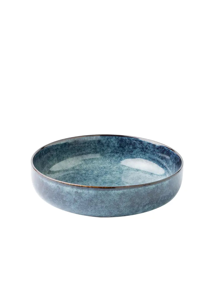 Nordic Retro Ceramic Salad and Noodle Bowl - Deep Dish Design