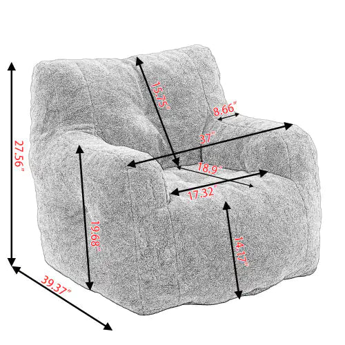 Soft Teddy Tufted Foam Bean Bag Chair