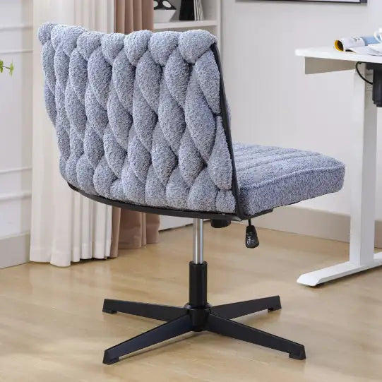 Armless Office Desk Chair No Wheels, BLUE