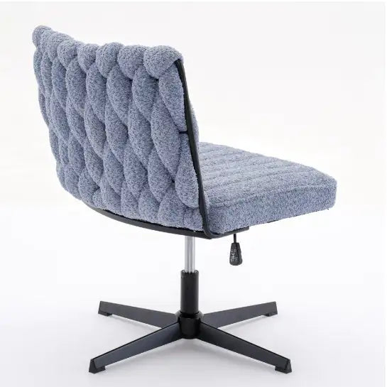 Armless Office Desk Chair No Wheels, BLUE