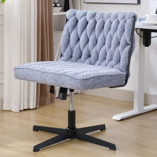 Armless Office Desk Chair No Wheels, BLUE